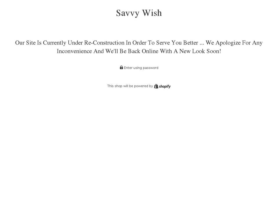 savvywish.com shopify website screenshot