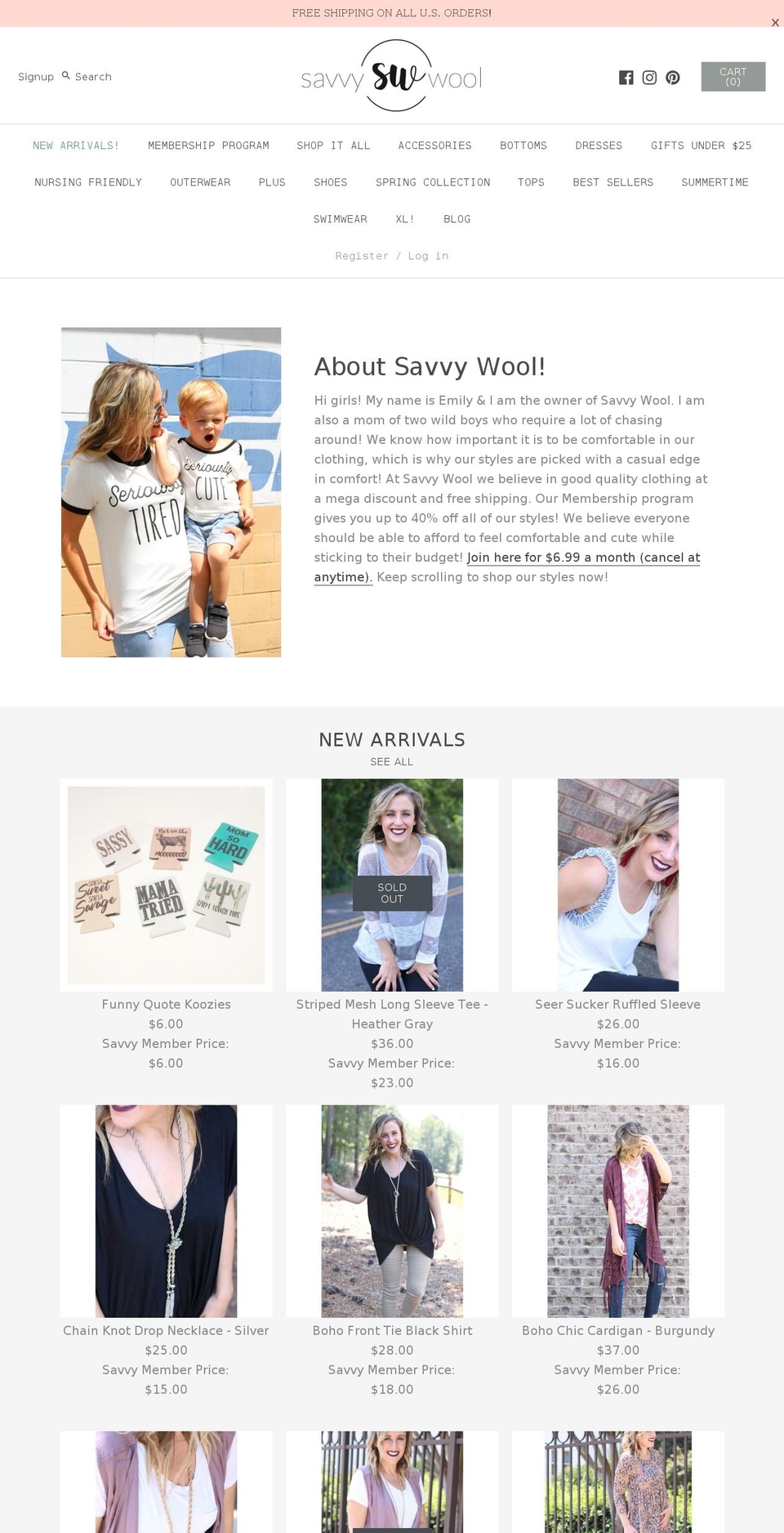 savvywool.com shopify website screenshot