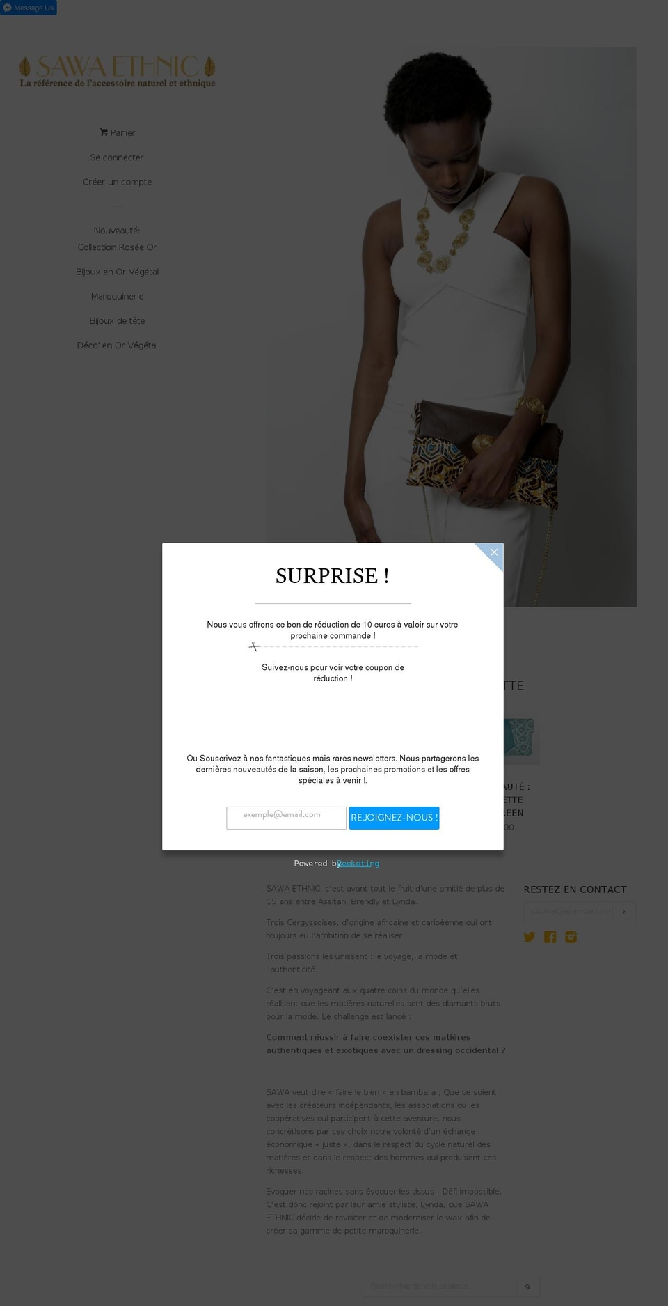 sawaethnic.com shopify website screenshot