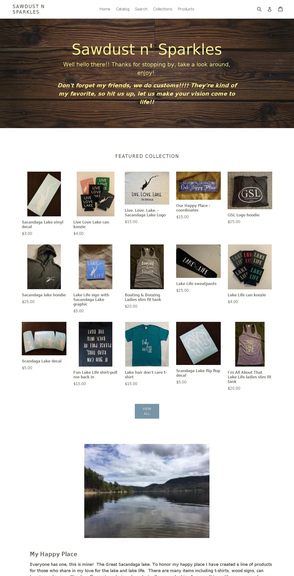sawdustnsparkles.com — Shopify storefront screenshot