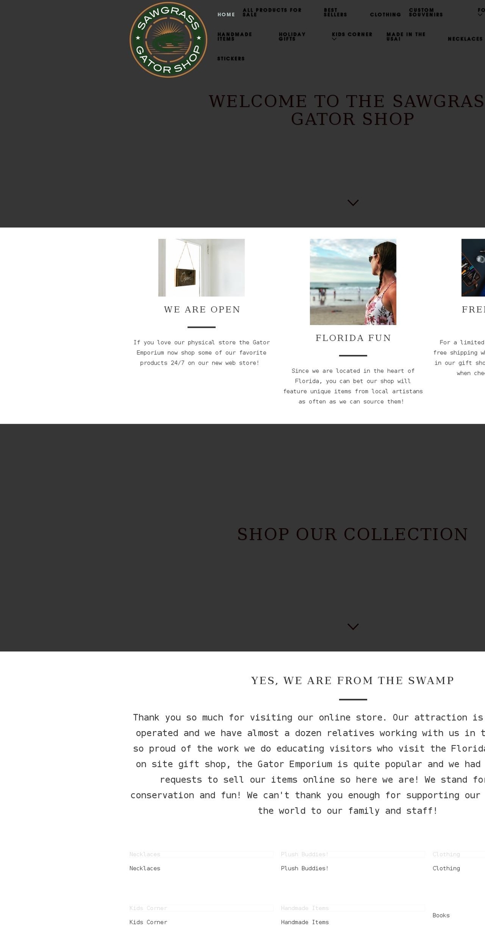 sawgrassgatorshop.com shopify website screenshot