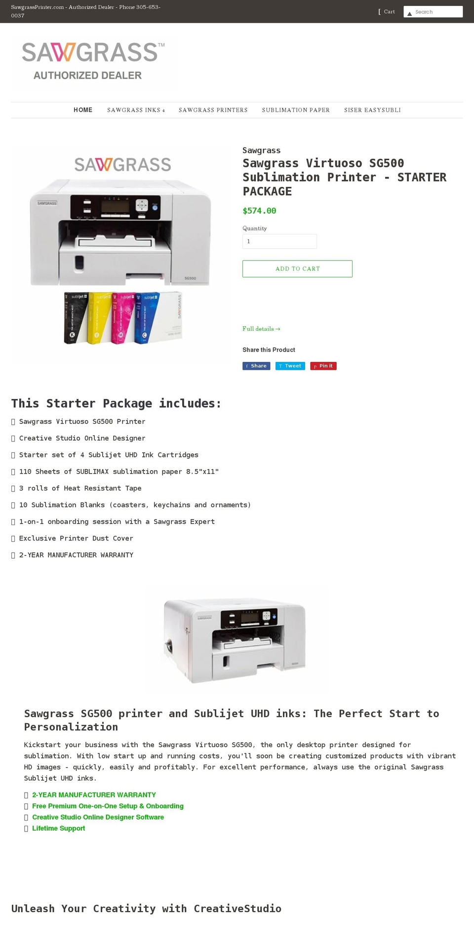 sawgrassprinter.com shopify website screenshot