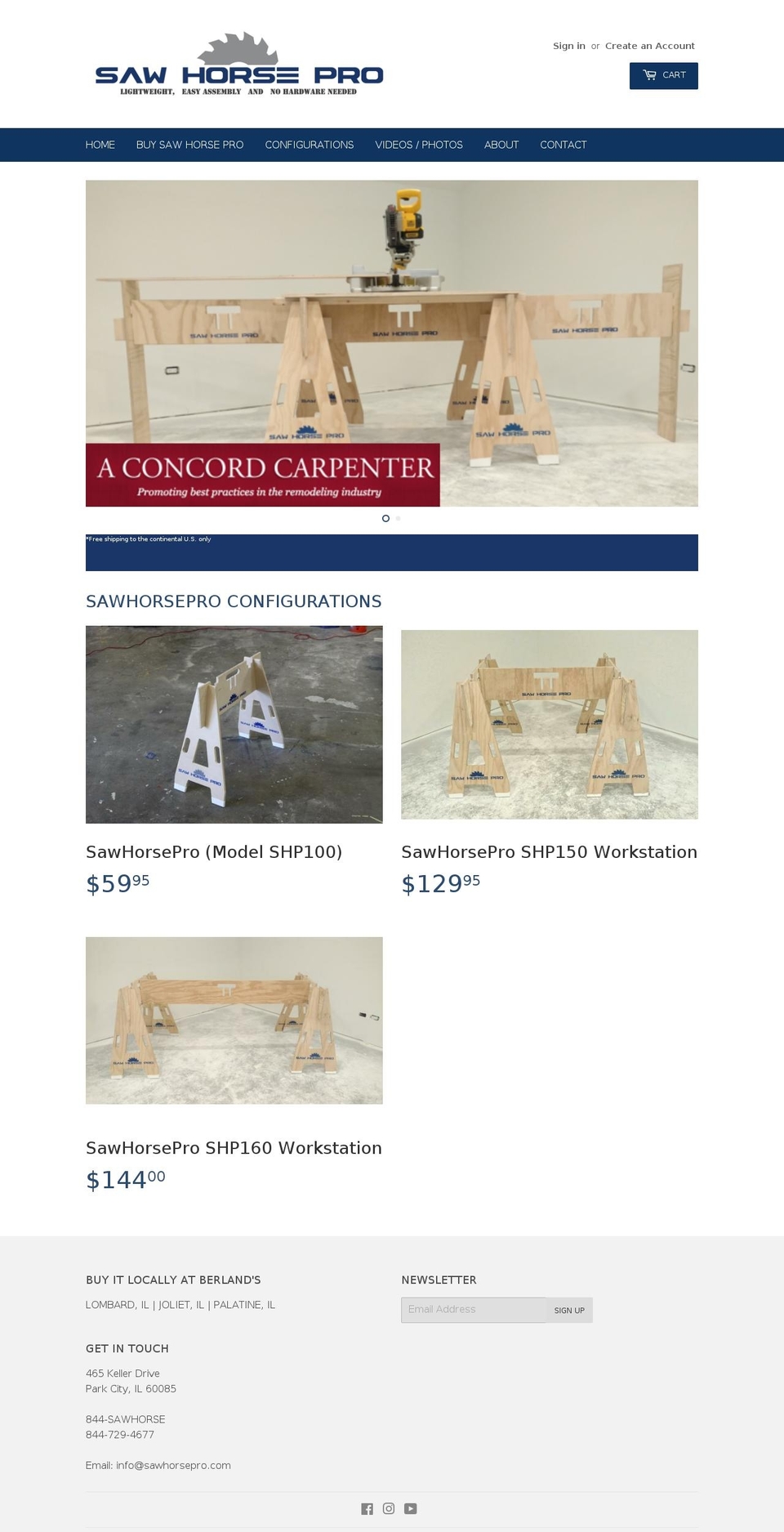 sawhorsepro.com shopify website screenshot