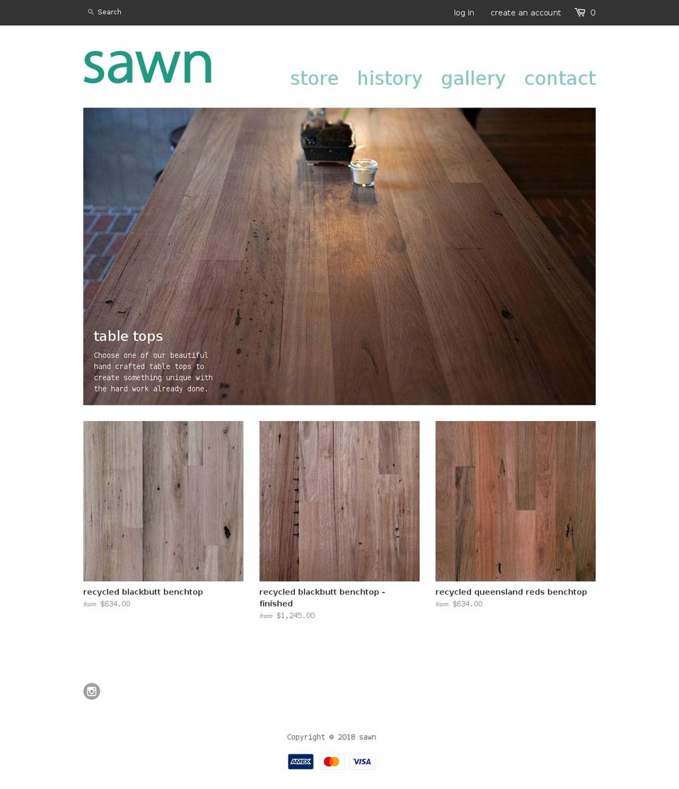 sawn.com.au shopify website screenshot
