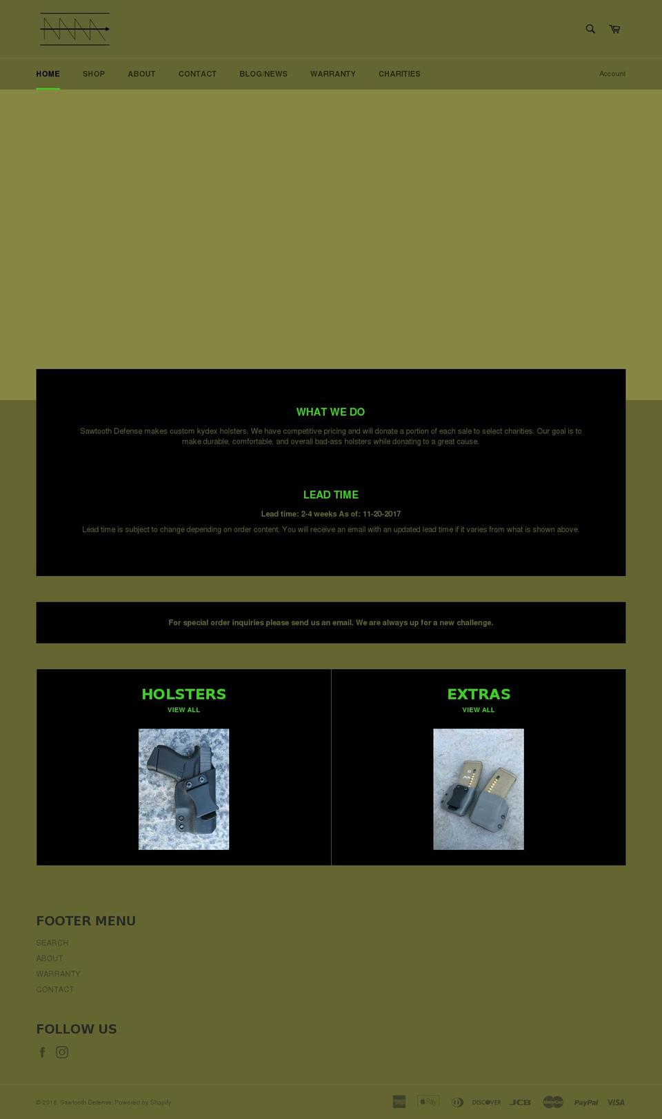 sawtoothdefense.com — Shopify storefront screenshot