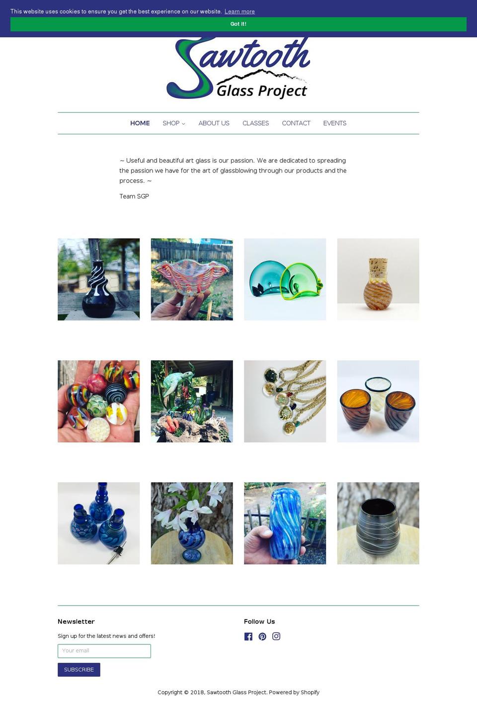 sawtoothglassproject.com — Shopify storefront screenshot