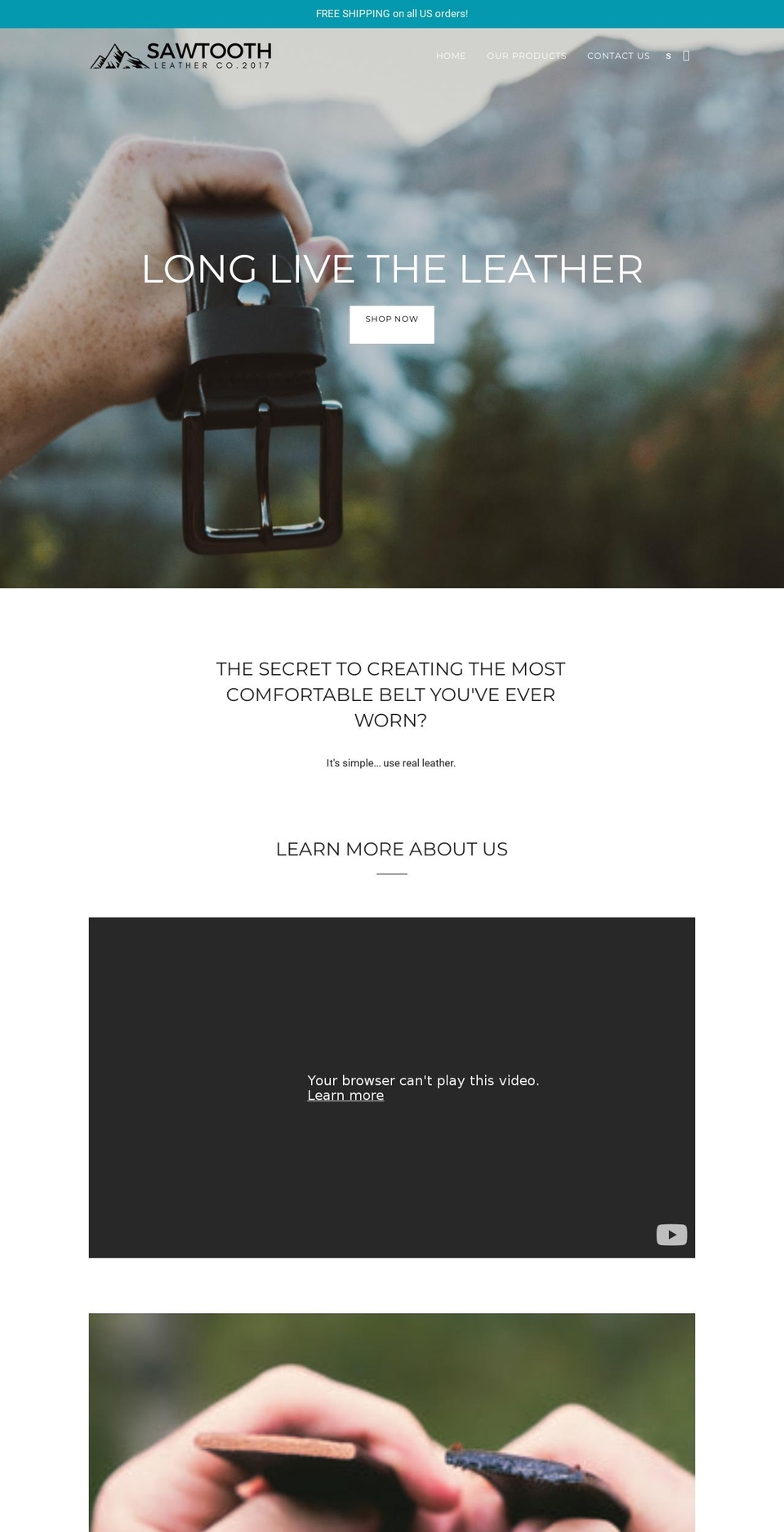 sawtoothleather.com — Shopify storefront screenshot