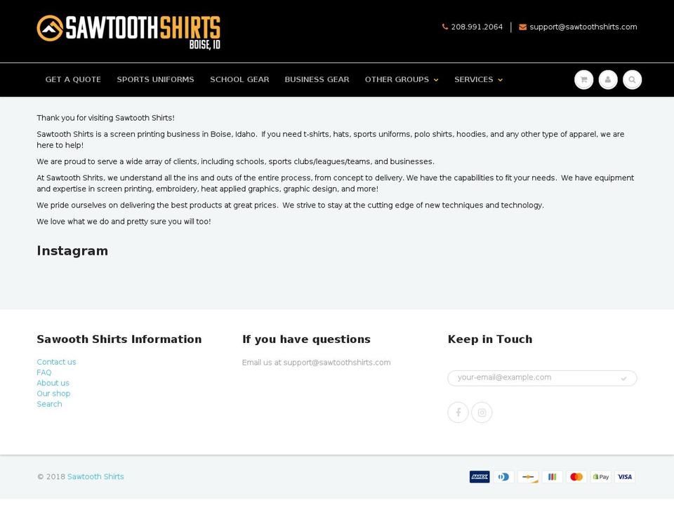 sawtoothshirts.com shopify website screenshot