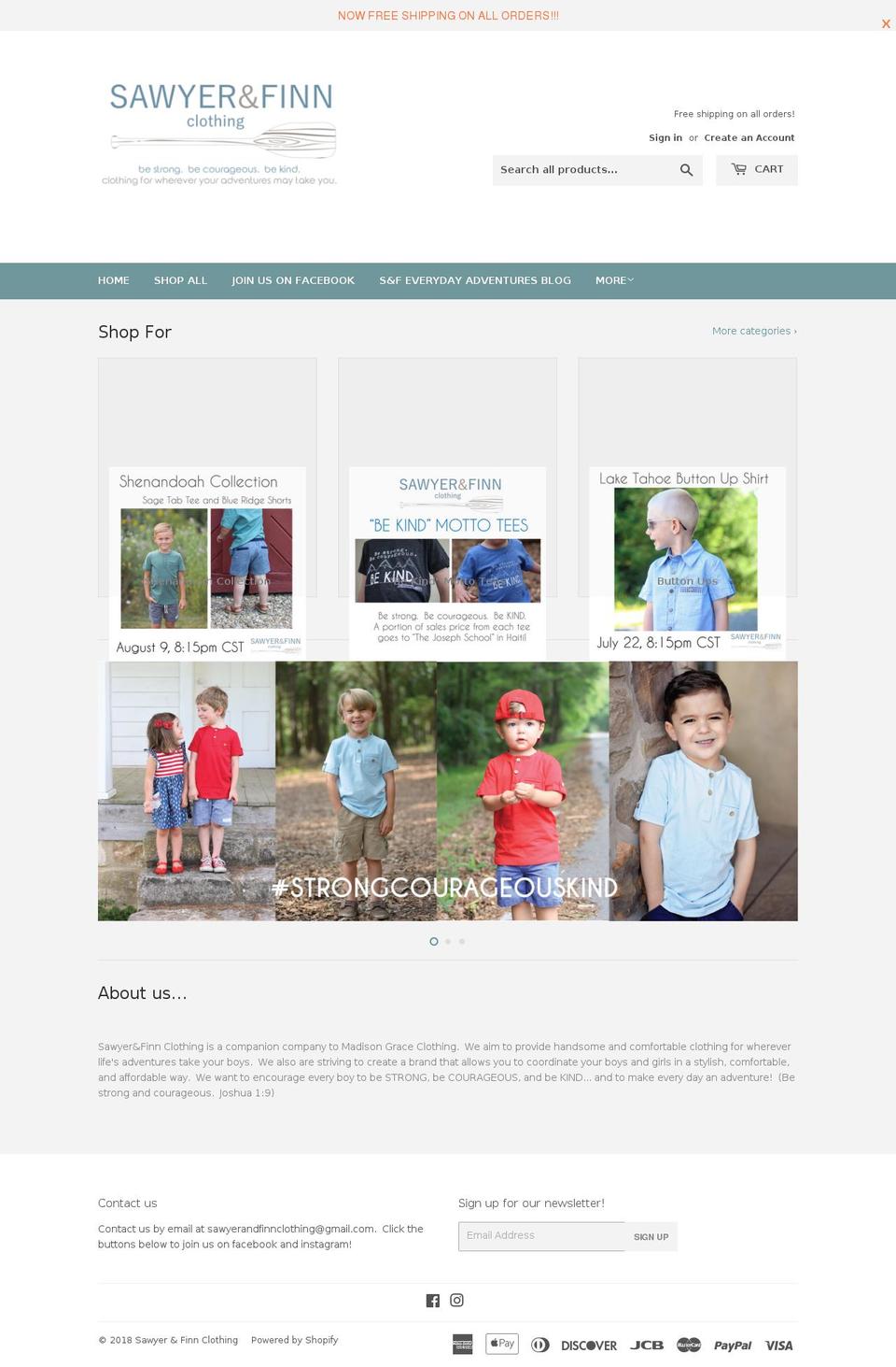 sawyerandfinnclothing.com — Shopify storefront screenshot