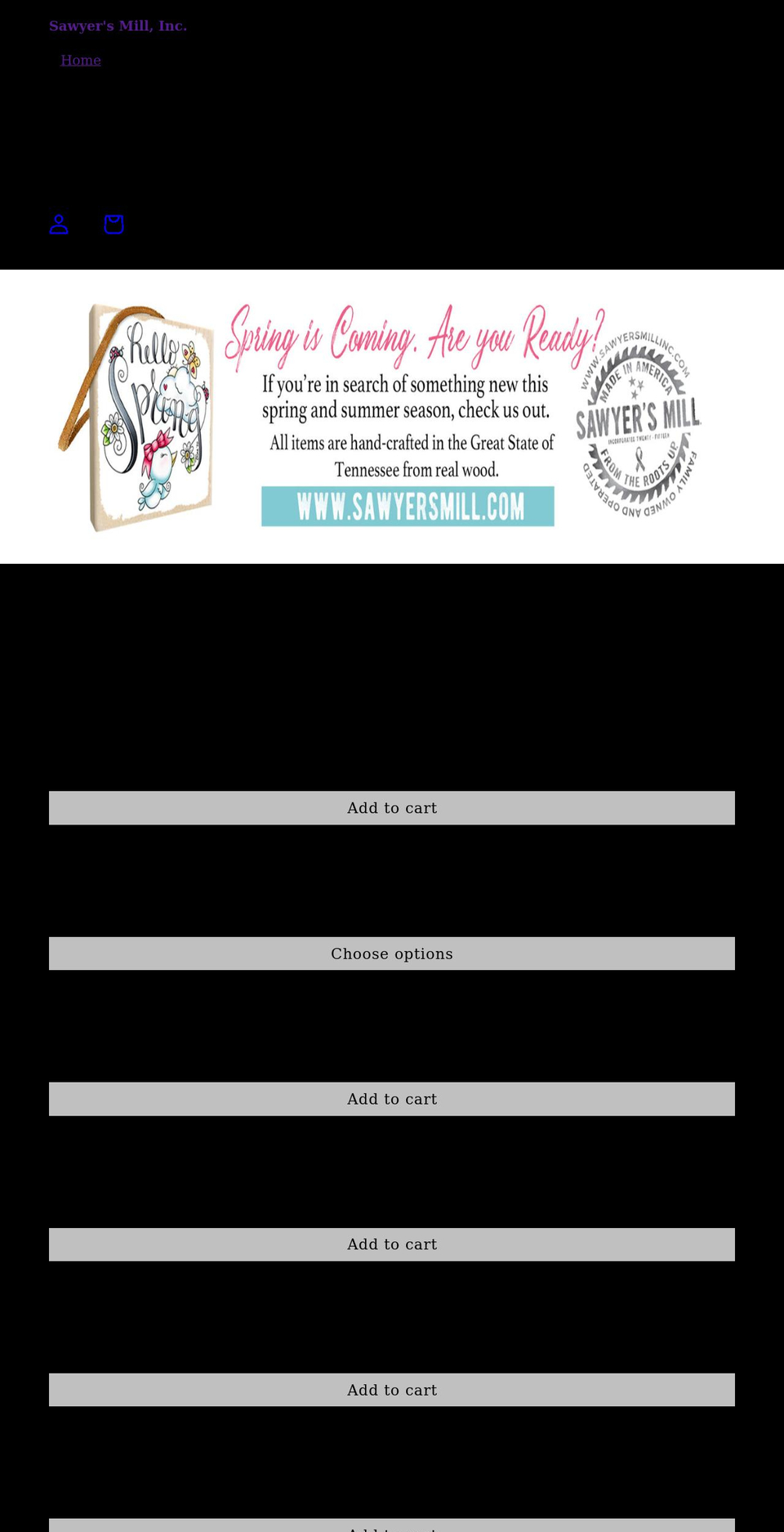 sawyersmillinc.com shopify website screenshot