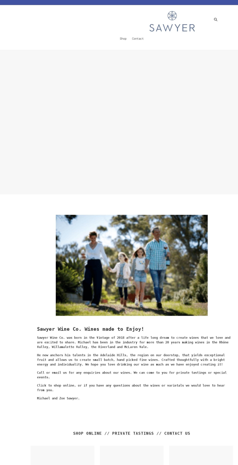 sawyerwineco.com.au shopify website screenshot