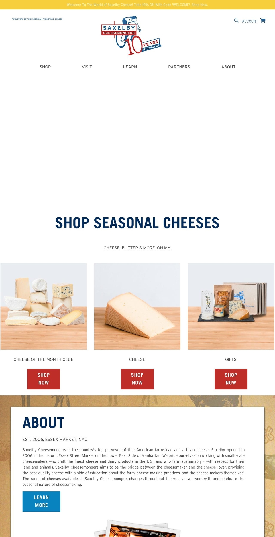 saxelbycheese.com shopify website screenshot