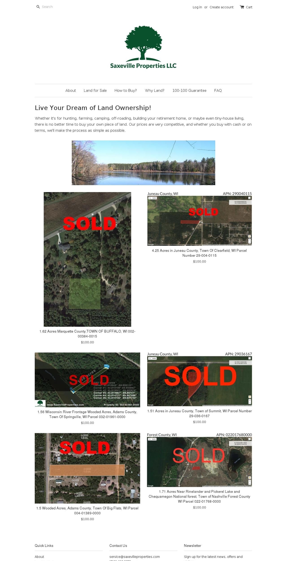 saxevilleproperty.com shopify website screenshot