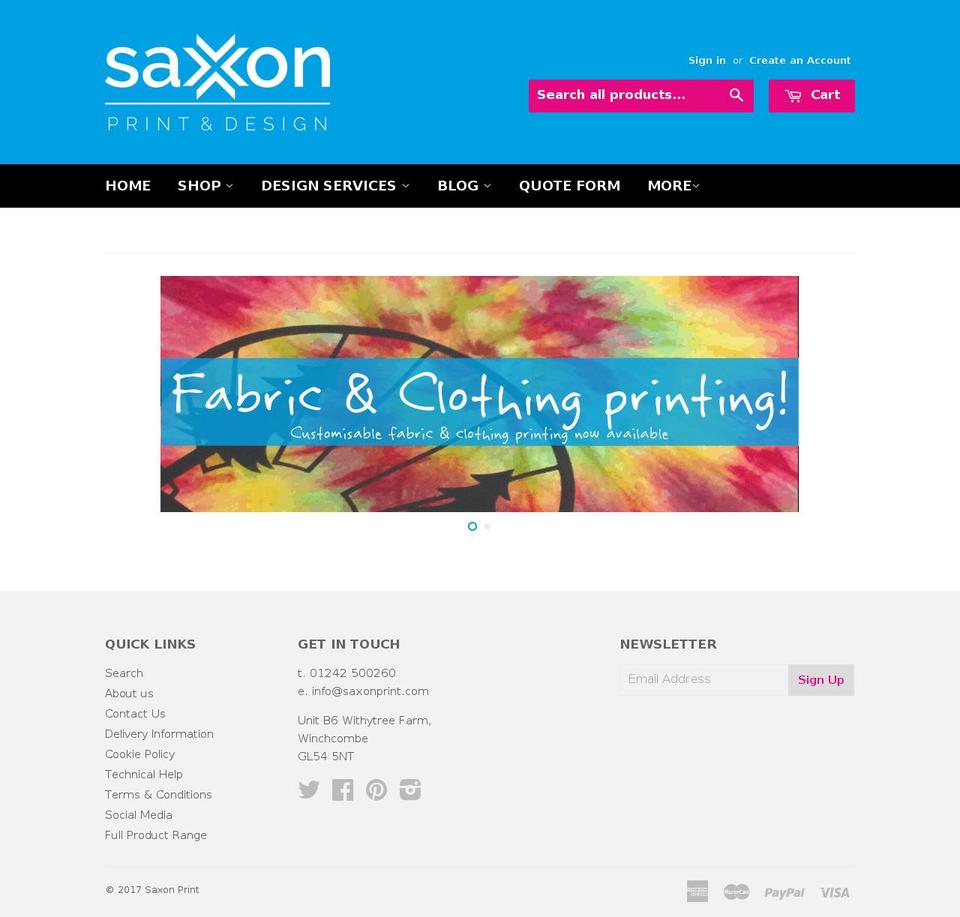 saxonprint.com shopify website screenshot