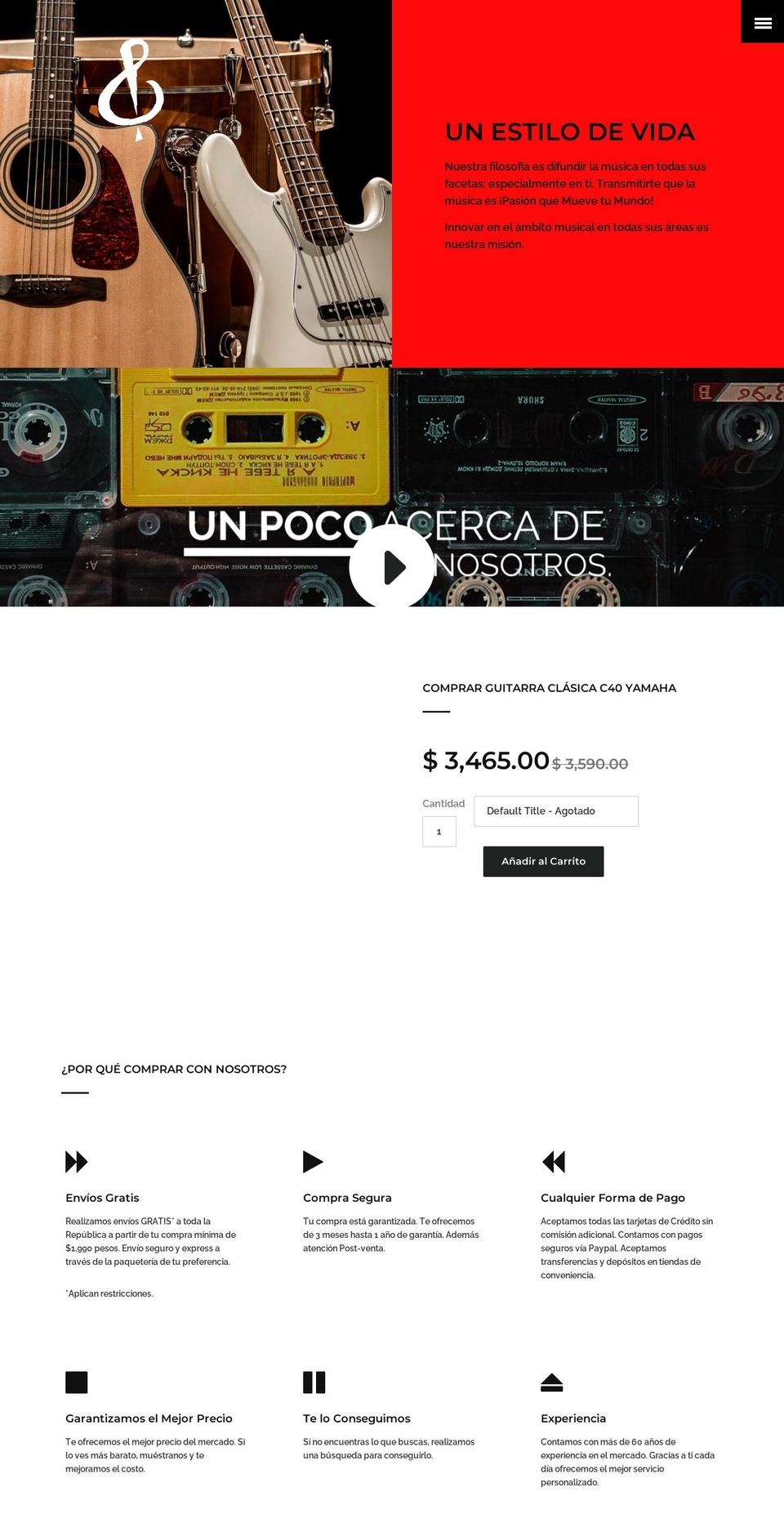 saxtodomusica.com shopify website screenshot