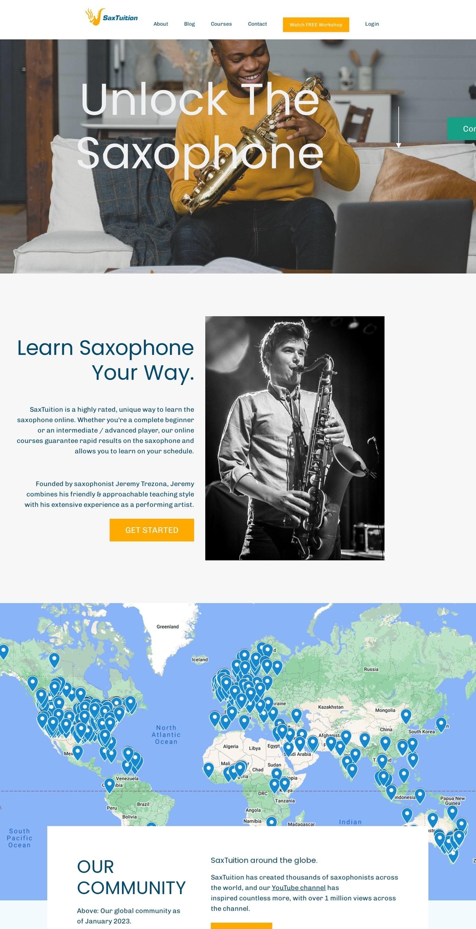 saxtuition.com shopify website screenshot