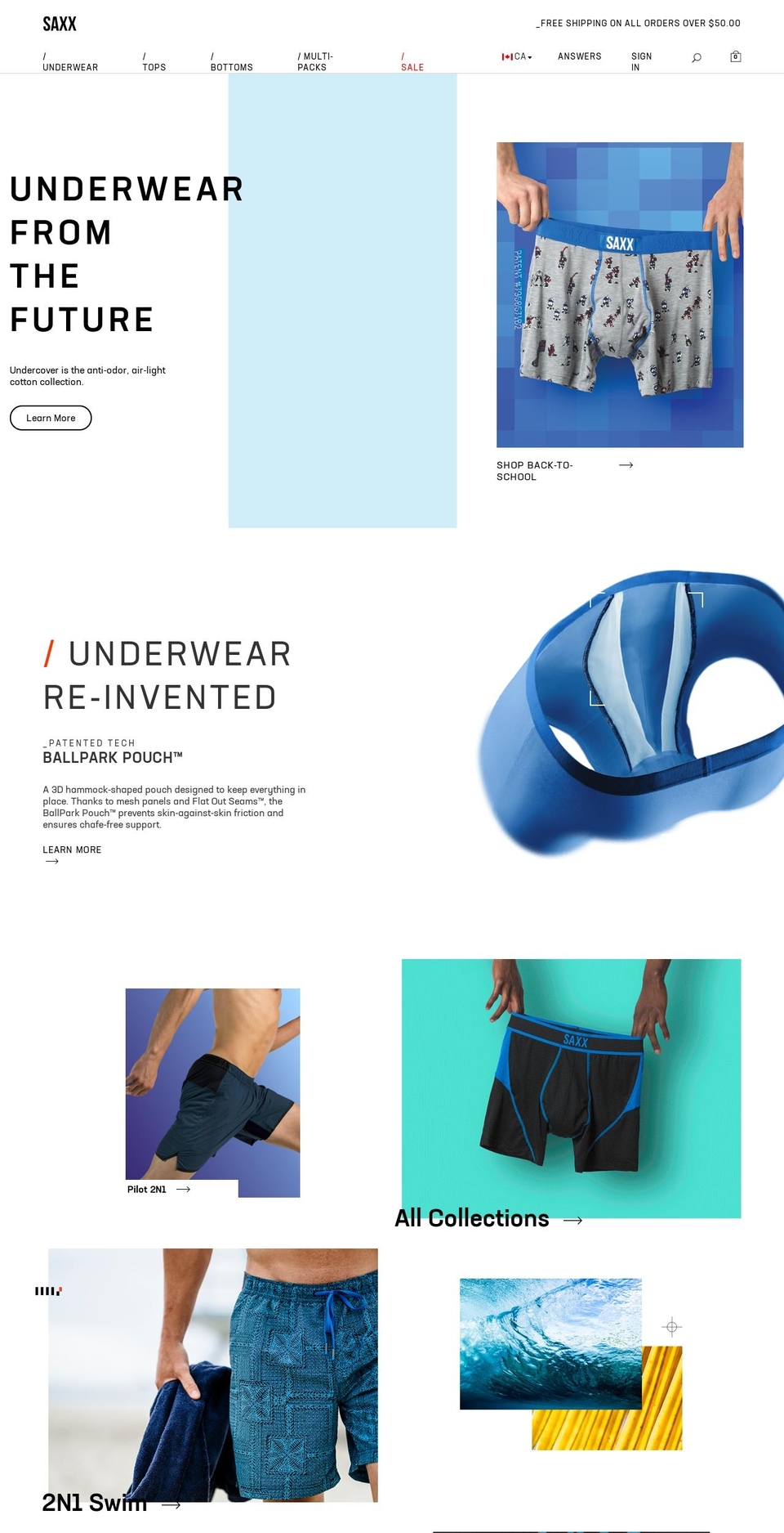 saxxunderwear.ca shopify website screenshot