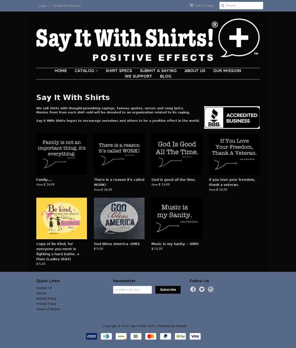 say-it-with-shirts.myshopify.com shopify website screenshot