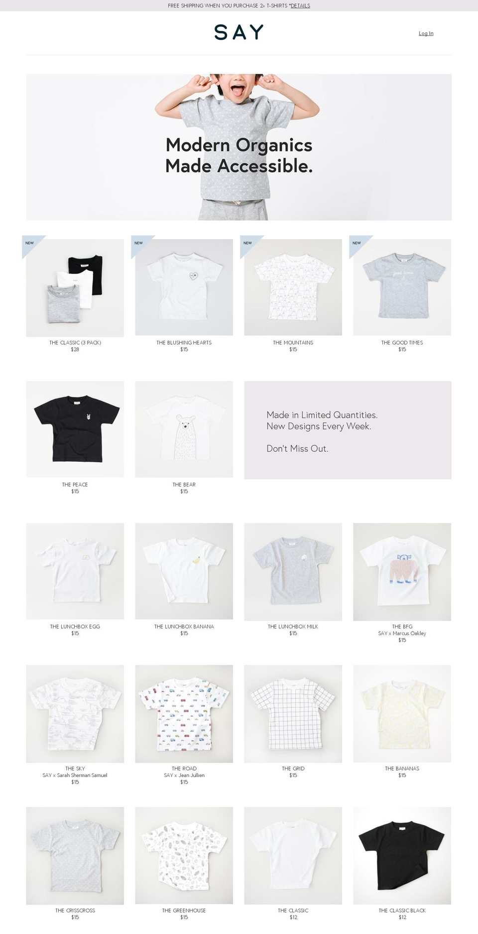 say.com shopify website screenshot