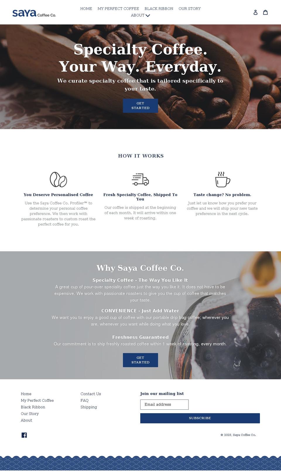 sayacoffee.com shopify website screenshot