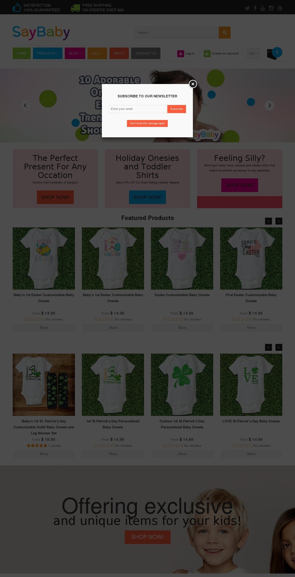 saybaby.com shopify website screenshot