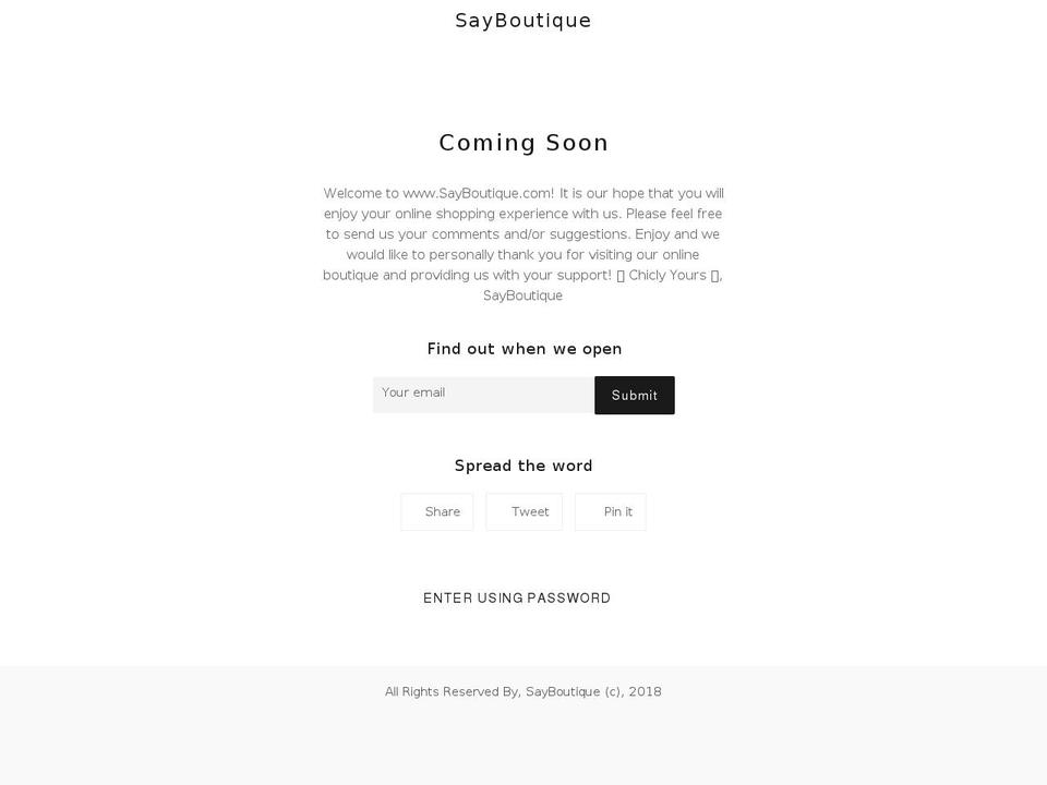 sayboutique.com — Shopify storefront screenshot