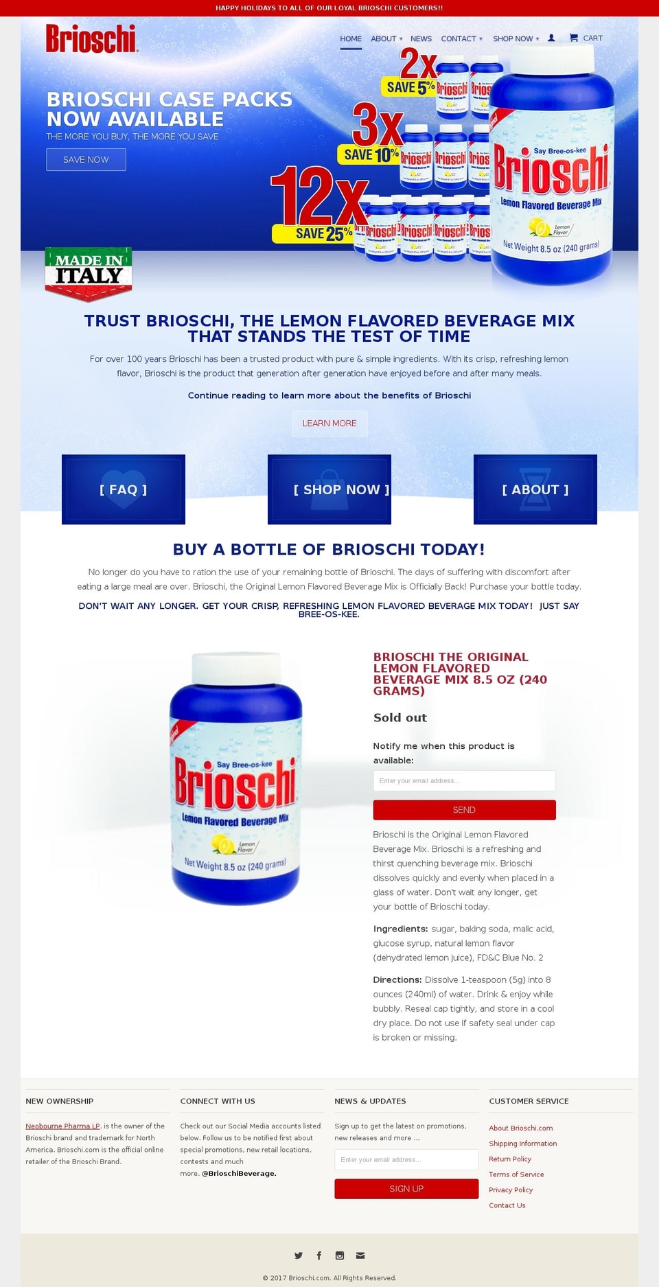 saybrioschi.com shopify website screenshot