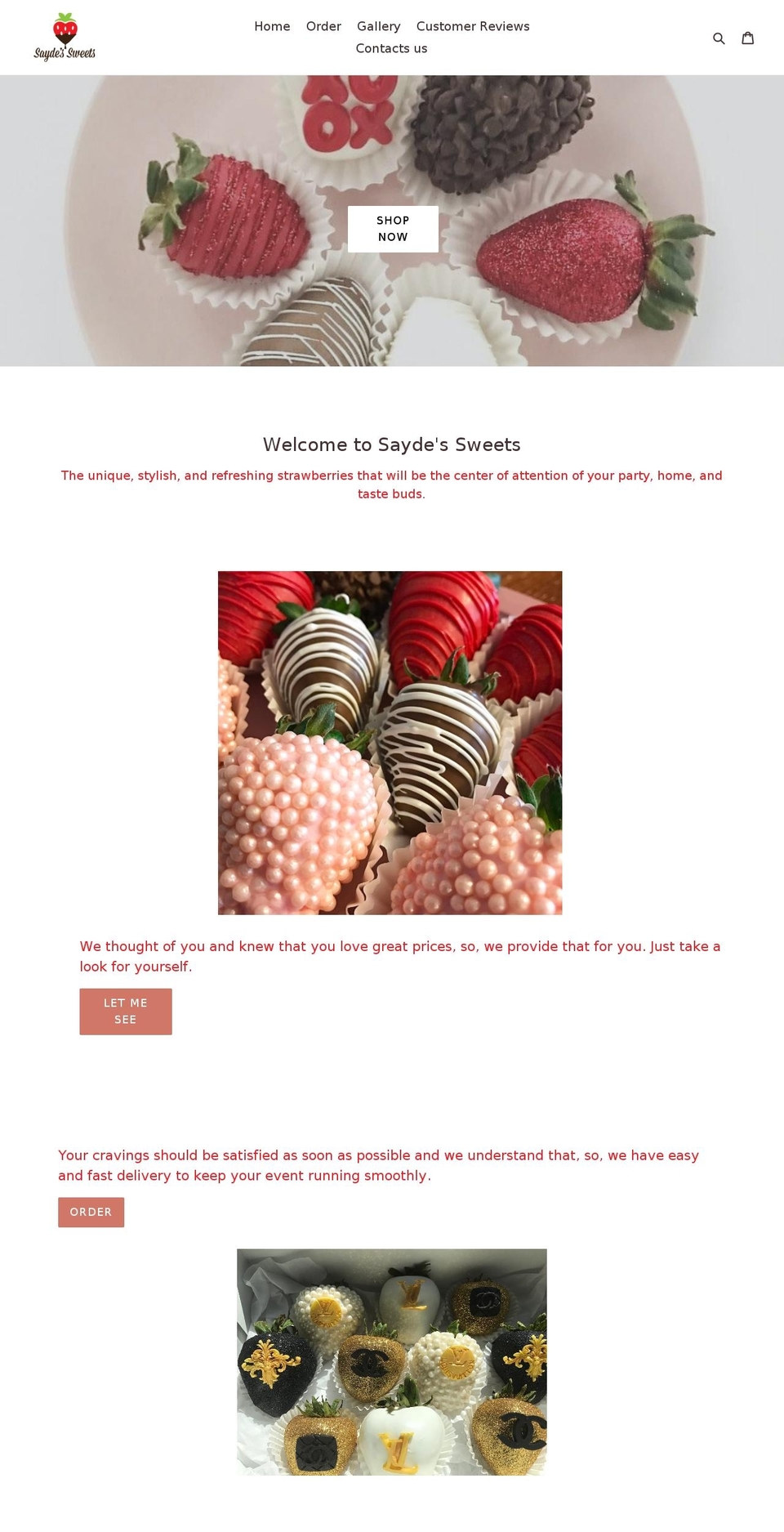 saydessweets.com — Shopify storefront screenshot