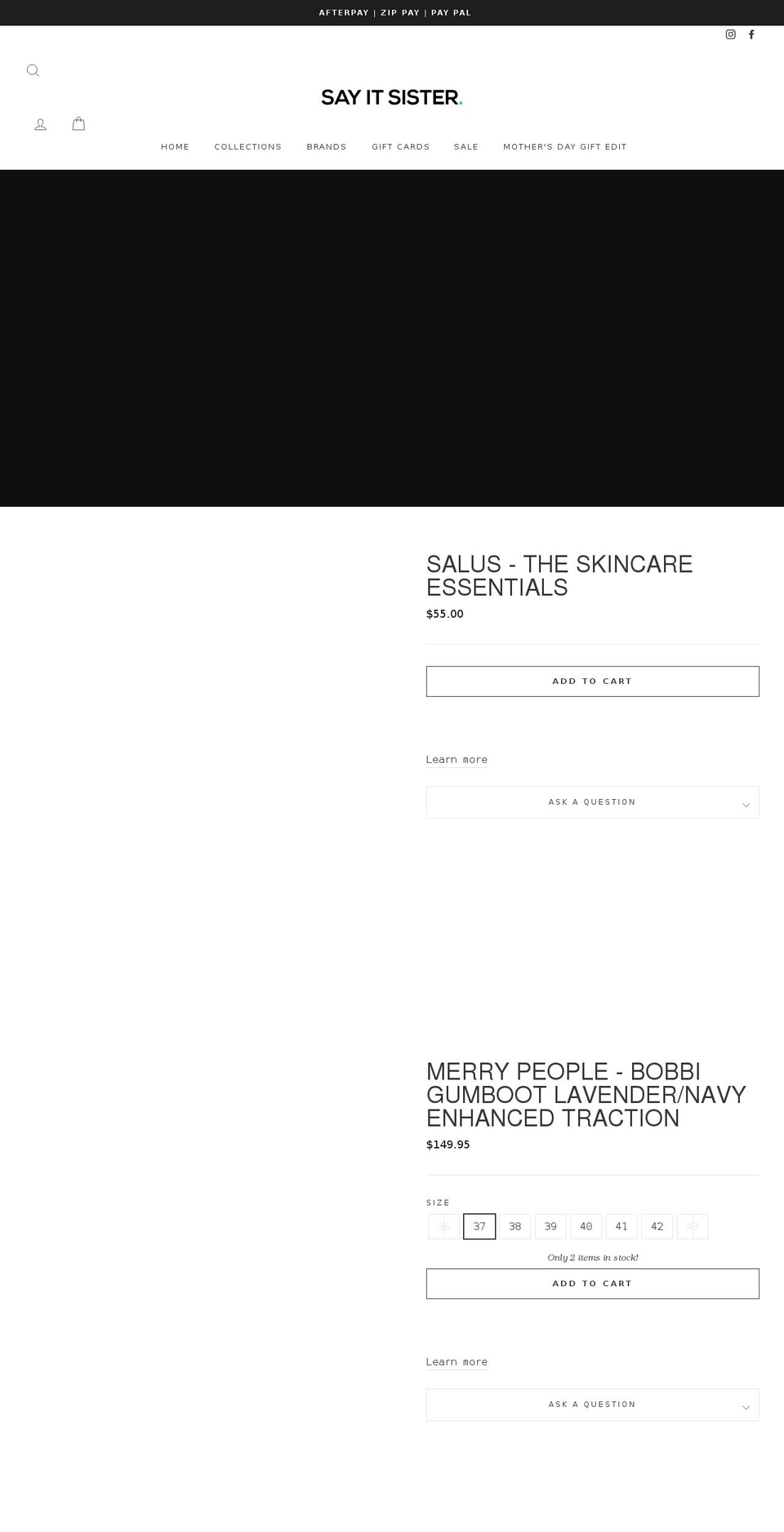 sayitsister.com.au shopify website screenshot