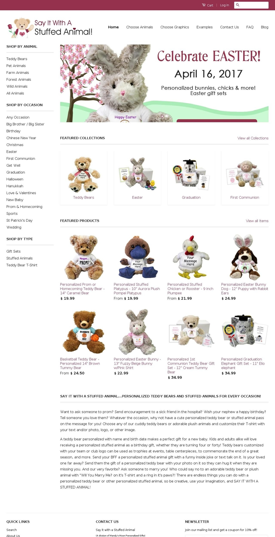 sayitwithastuffedanimal.com shopify website screenshot