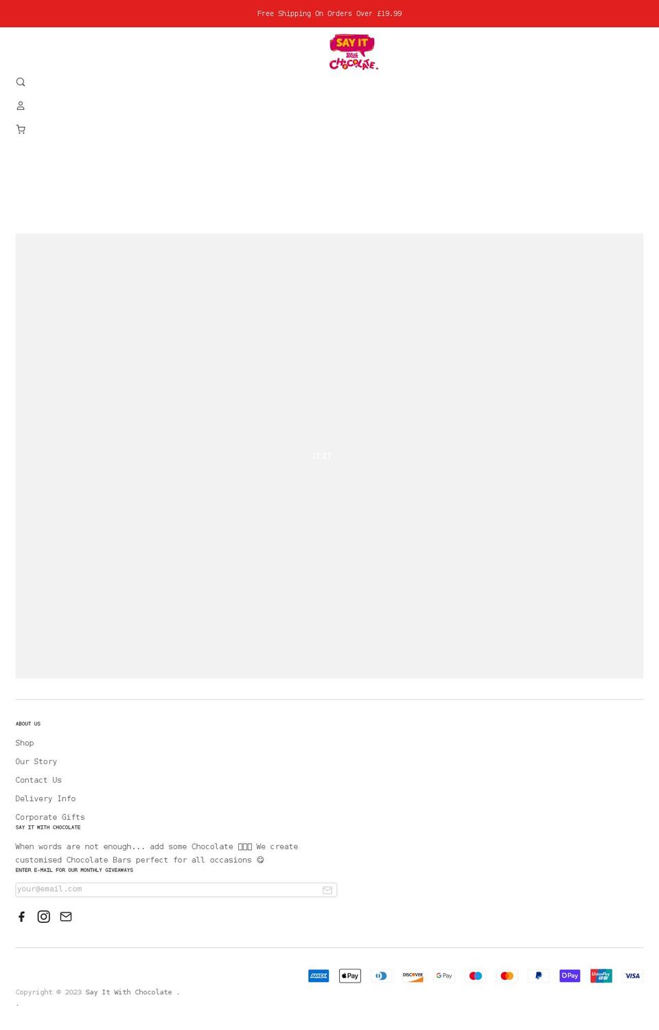 sayitwithchocolate.co.uk shopify website screenshot