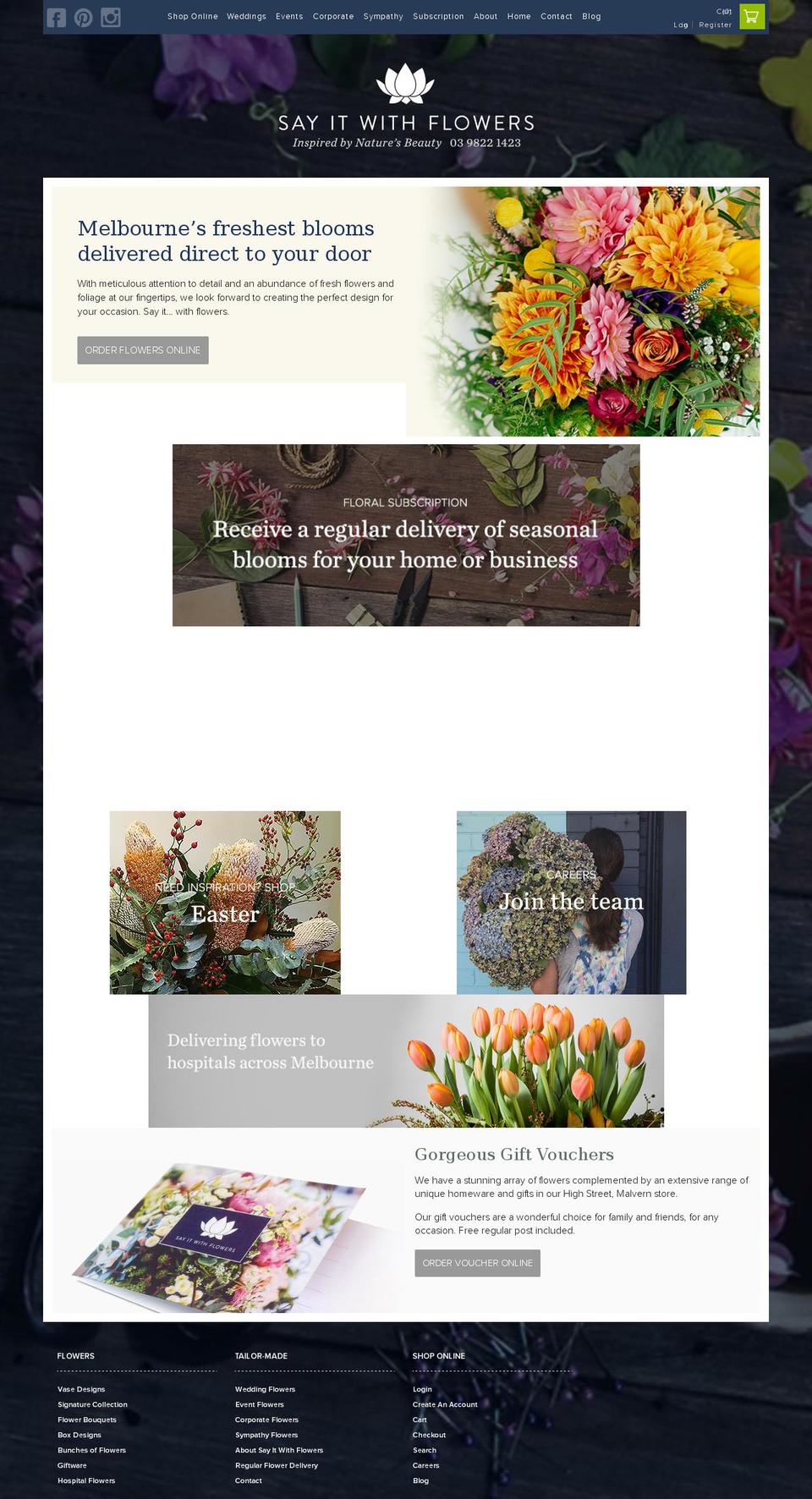 sayitwithflowers.com.au shopify website screenshot