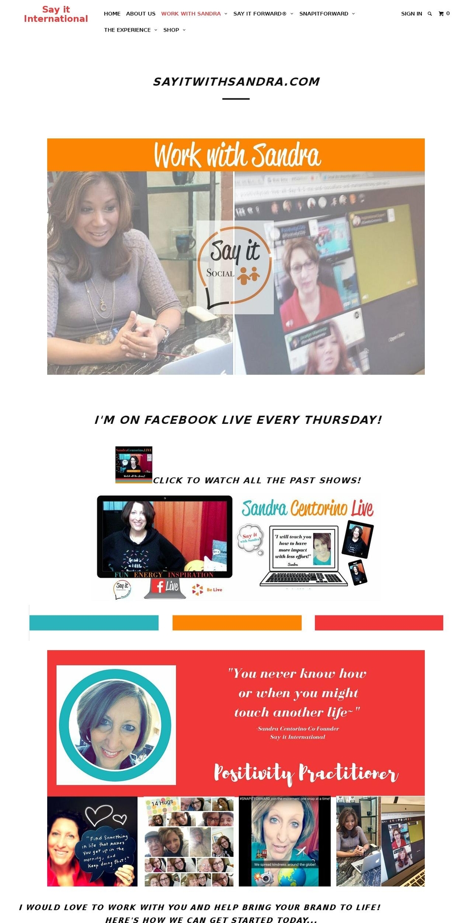 sayitwithsandra.com shopify website screenshot