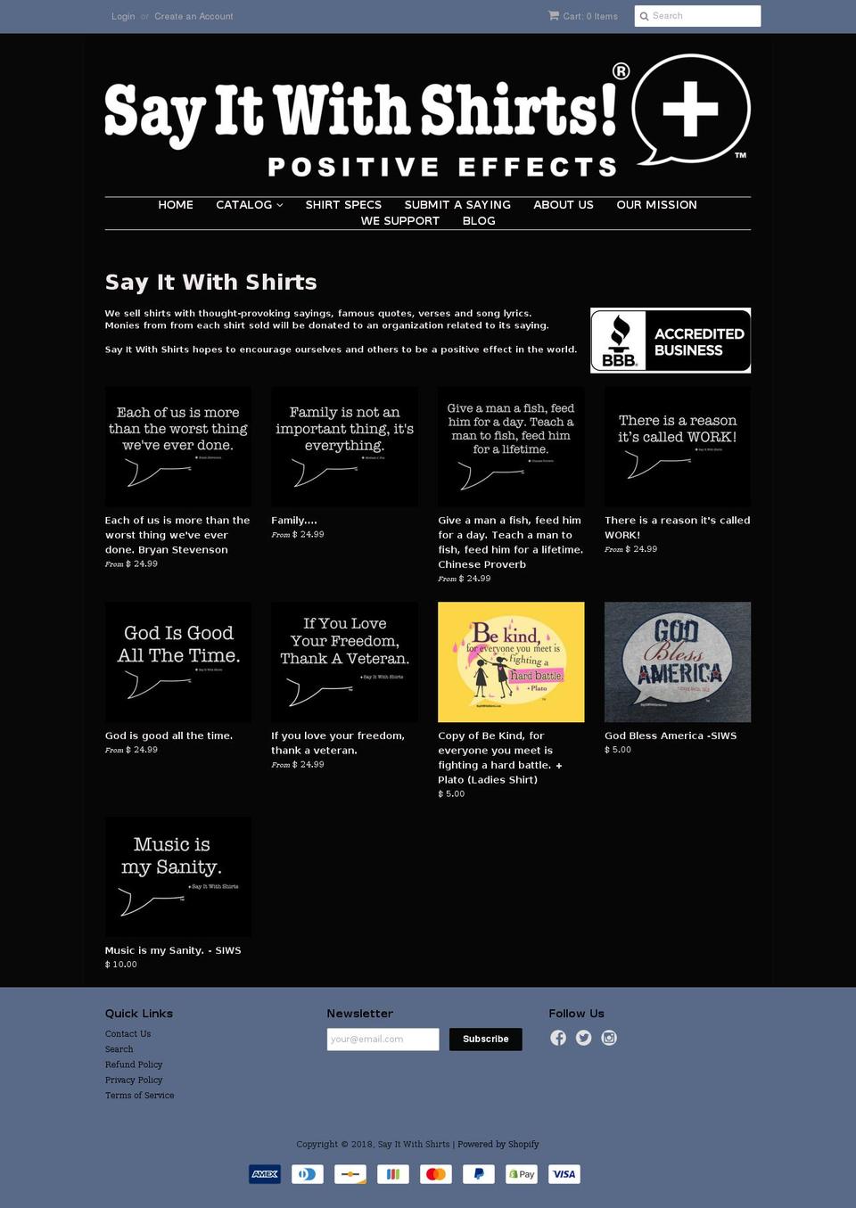 sayitwithshirts.com — Shopify storefront screenshot