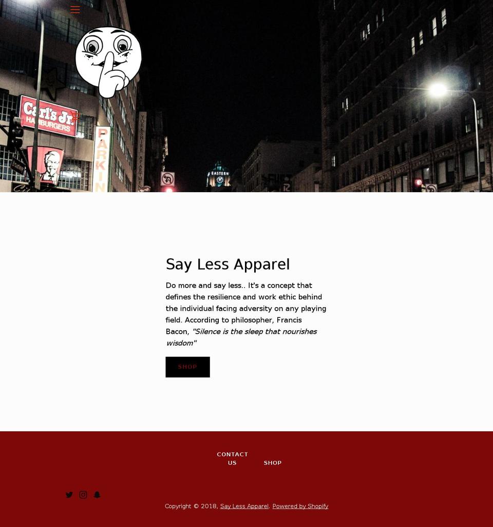 saylessapparel.com — Shopify storefront screenshot
