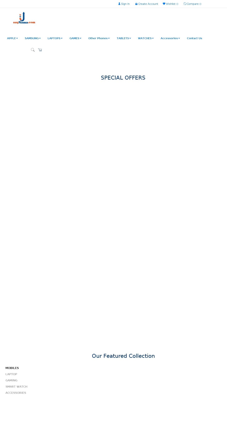 saynama.com shopify website screenshot