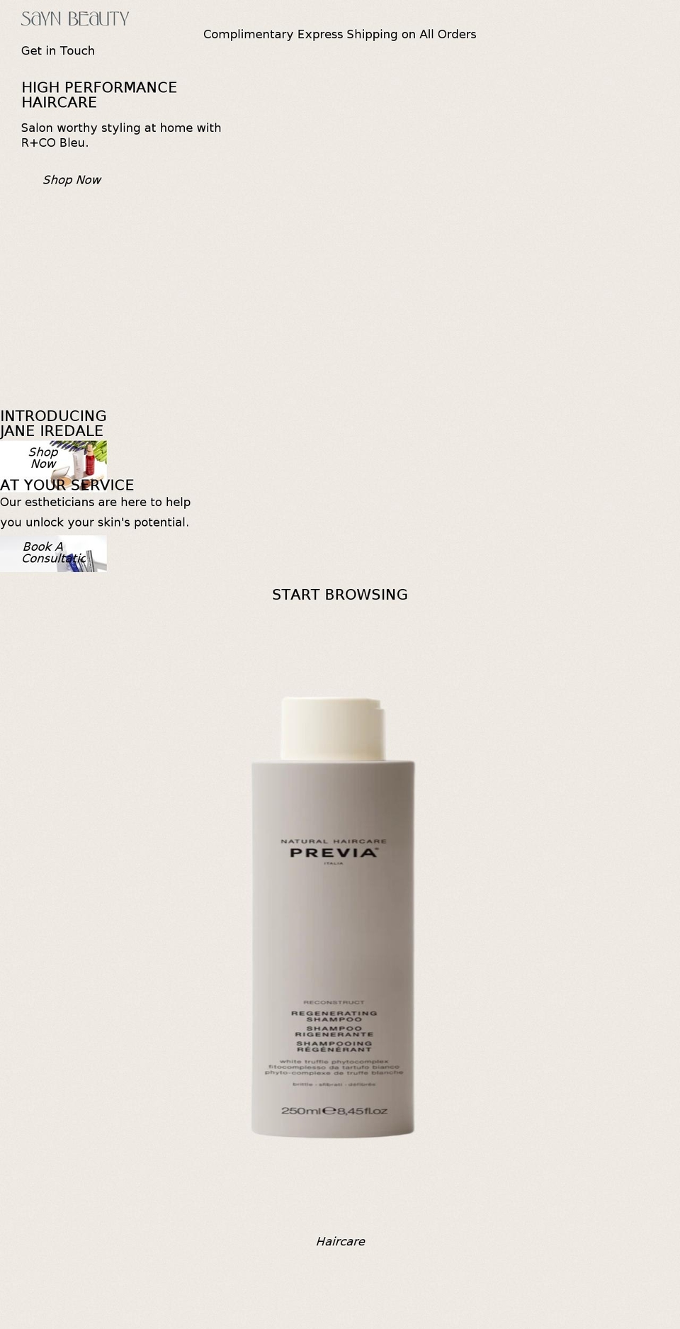 saynbeauty.com — Shopify storefront screenshot