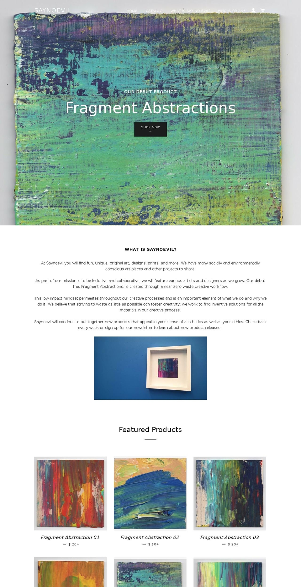 saynoevil.com shopify website screenshot