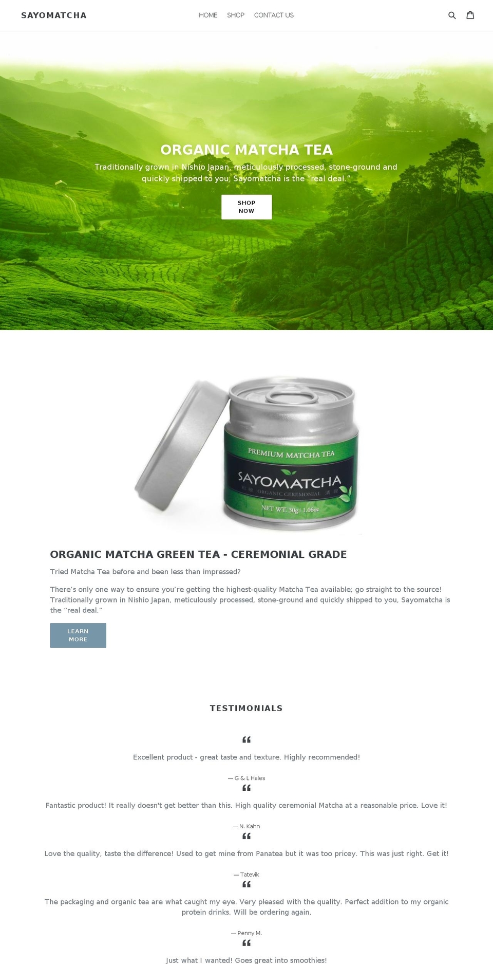 sayomatcha.com — Shopify storefront screenshot