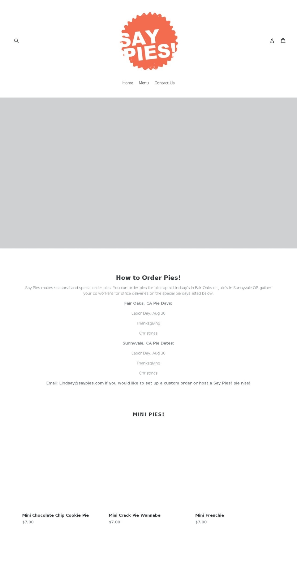 saypies.com shopify website screenshot