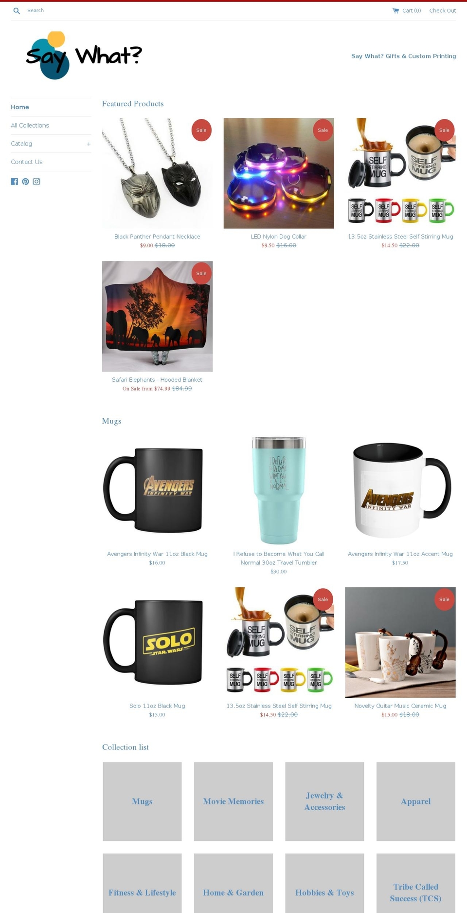 saywhatgifts.com — Shopify storefront screenshot