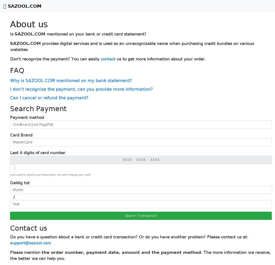 sazool.com — Shopify storefront screenshot