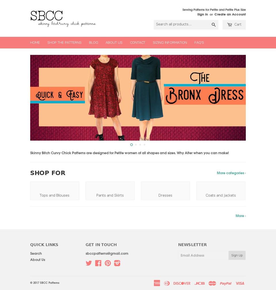 sbccpatterns.com shopify website screenshot