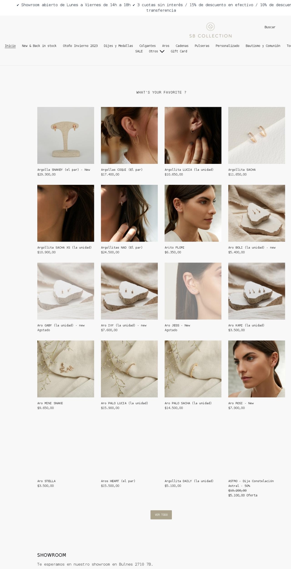 sbcollection.com.ar shopify website screenshot