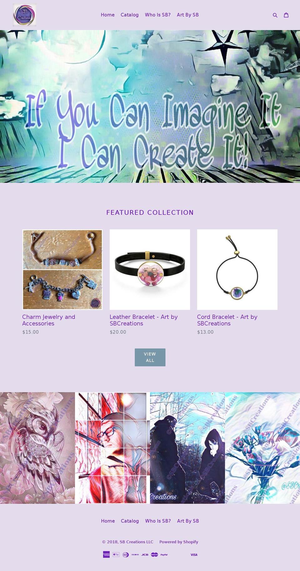 sbcreations.net shopify website screenshot