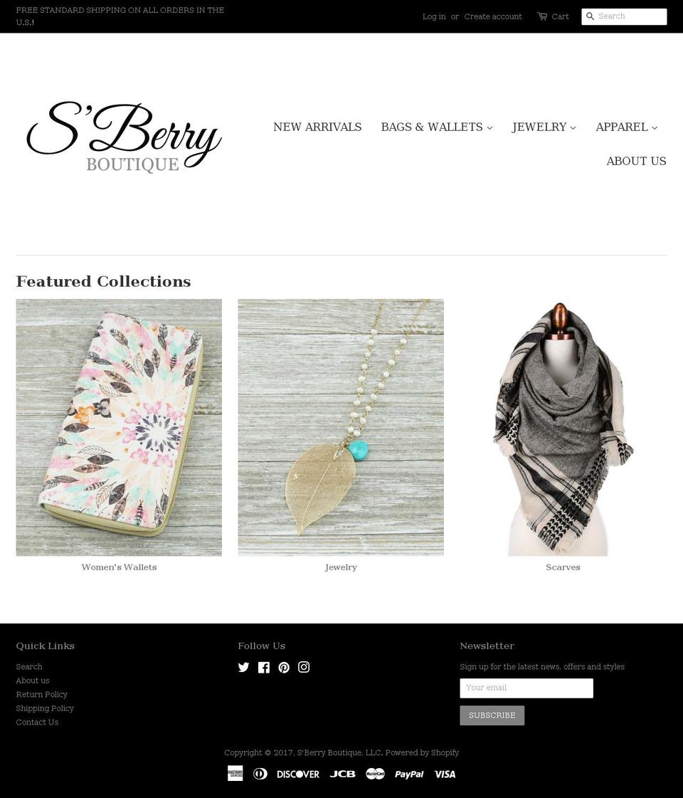 Shinesista Shopify theme site example sberryboutique.com