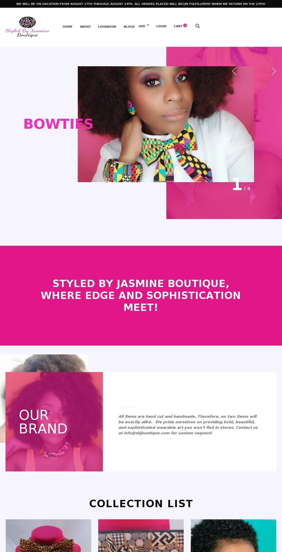 sbjboutique.com shopify website screenshot