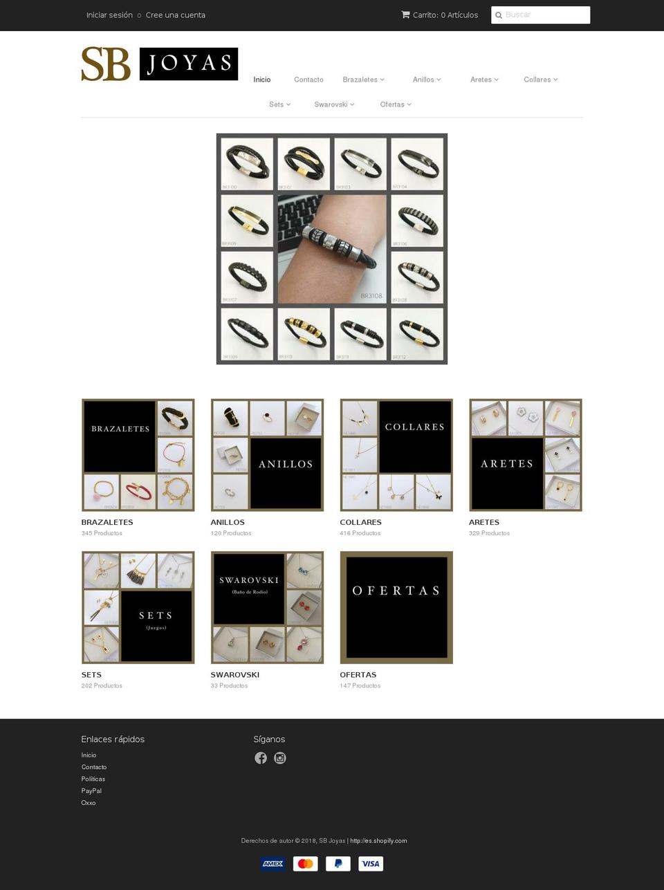 sbjoyas.com shopify website screenshot