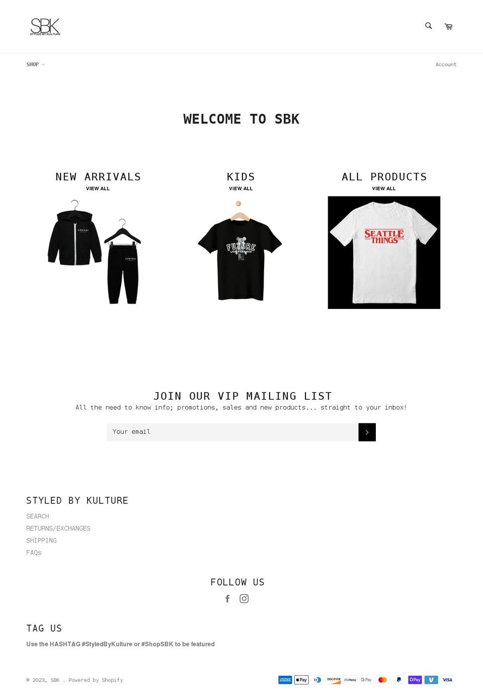 sbkthebrand.com shopify website screenshot