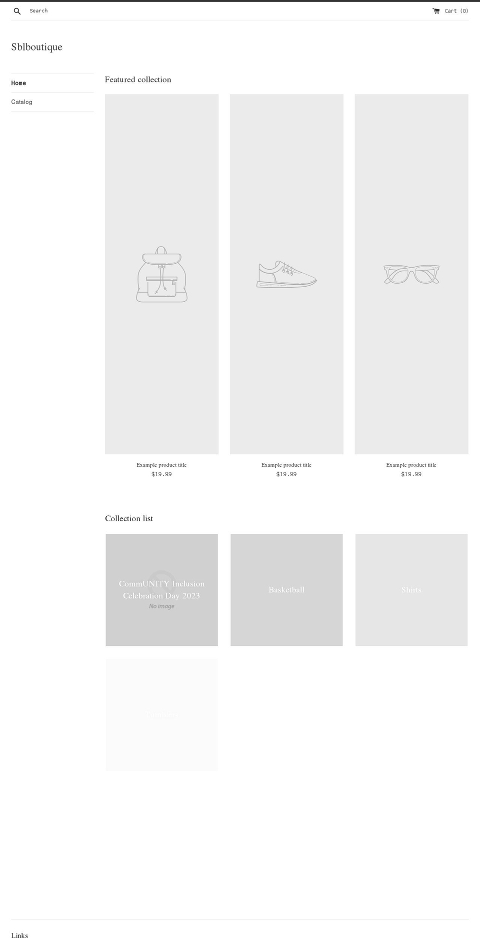 sblboutique.net shopify website screenshot